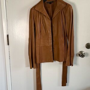 Lafayette 148 New York Tan Leather Jacket